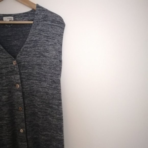 Aritzia Wilfred Free Heathered Gray Tie-up Button Down Sleeveless Tunic Dress - Picture 4 of 10